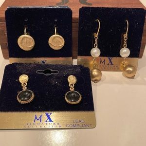 NWT set of 3 gold tone earrings